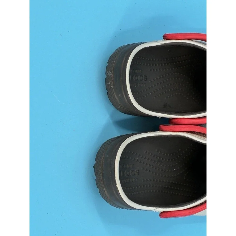 Crocs Duet Sport Kids Clogs Gray Black Red Size C12 Slip On Shoes